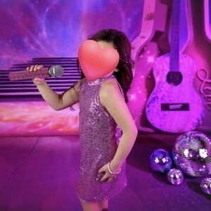 Sparkling Pink Sequin Halter Dress - 5t